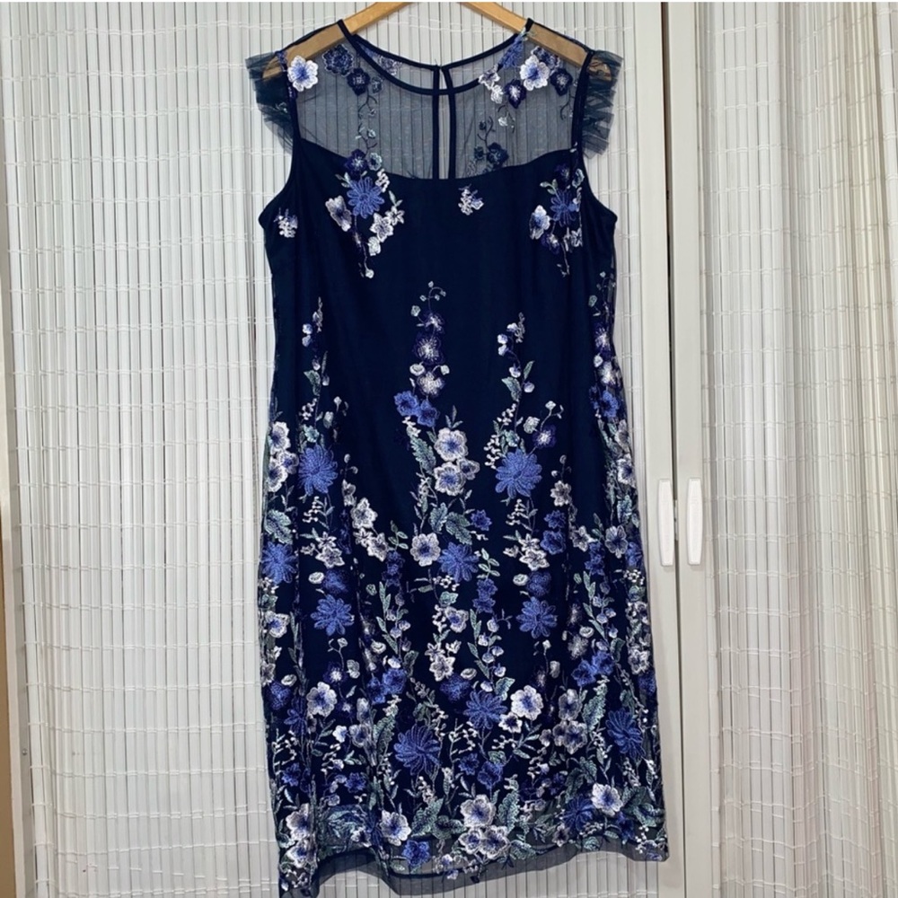 Lane Bryant Black and Blue Floral Midi Dress - Picture 2 of 3